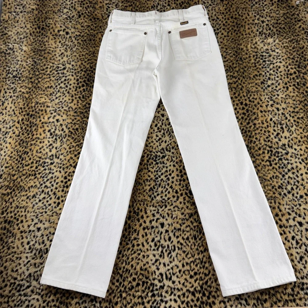 Vintage 80s Wrangler 936WHI Cowboy Cut Denim White Jeans 31x32 Made In USA